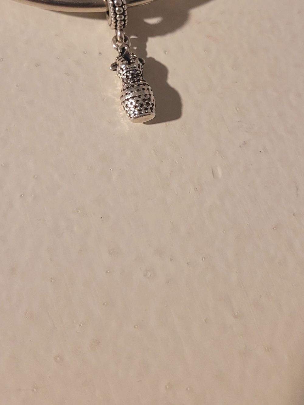 Sterling Silver Dress Charm Bracelet Pendant - Silver